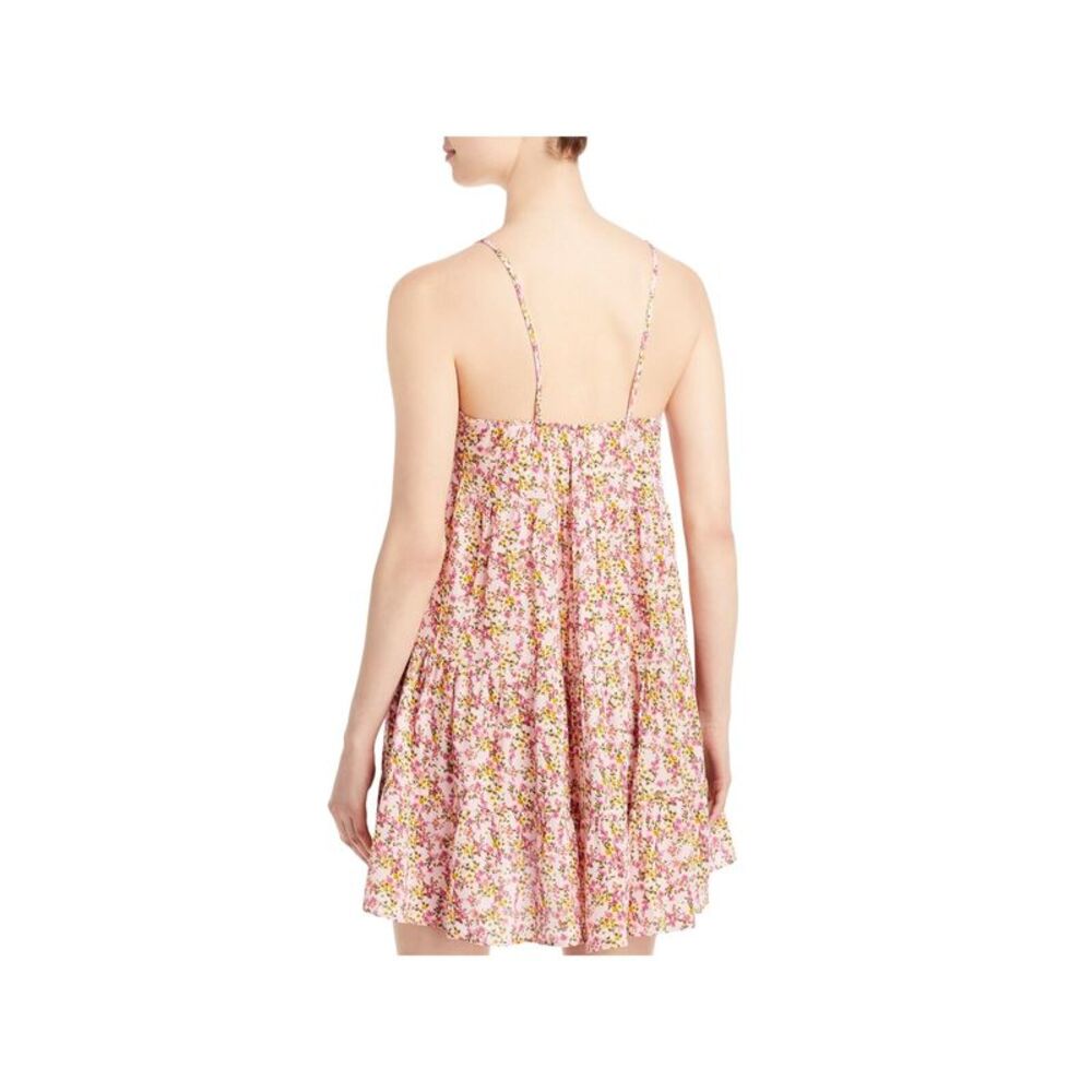 AVA & ESME Womens Pink Tiered Tank Spaghetti Strap Scoop Neck Short Dress L - Picture 2 of 3